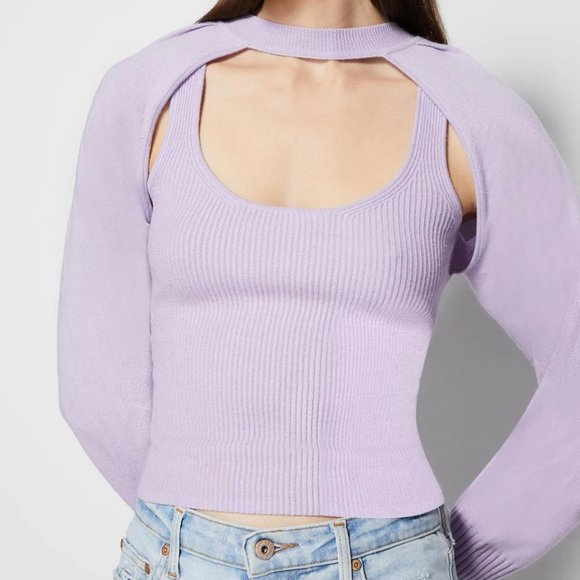 JONATHAN SIMKHAI Cassia Cutout Sweater In Lupine - Picture 2 of 3